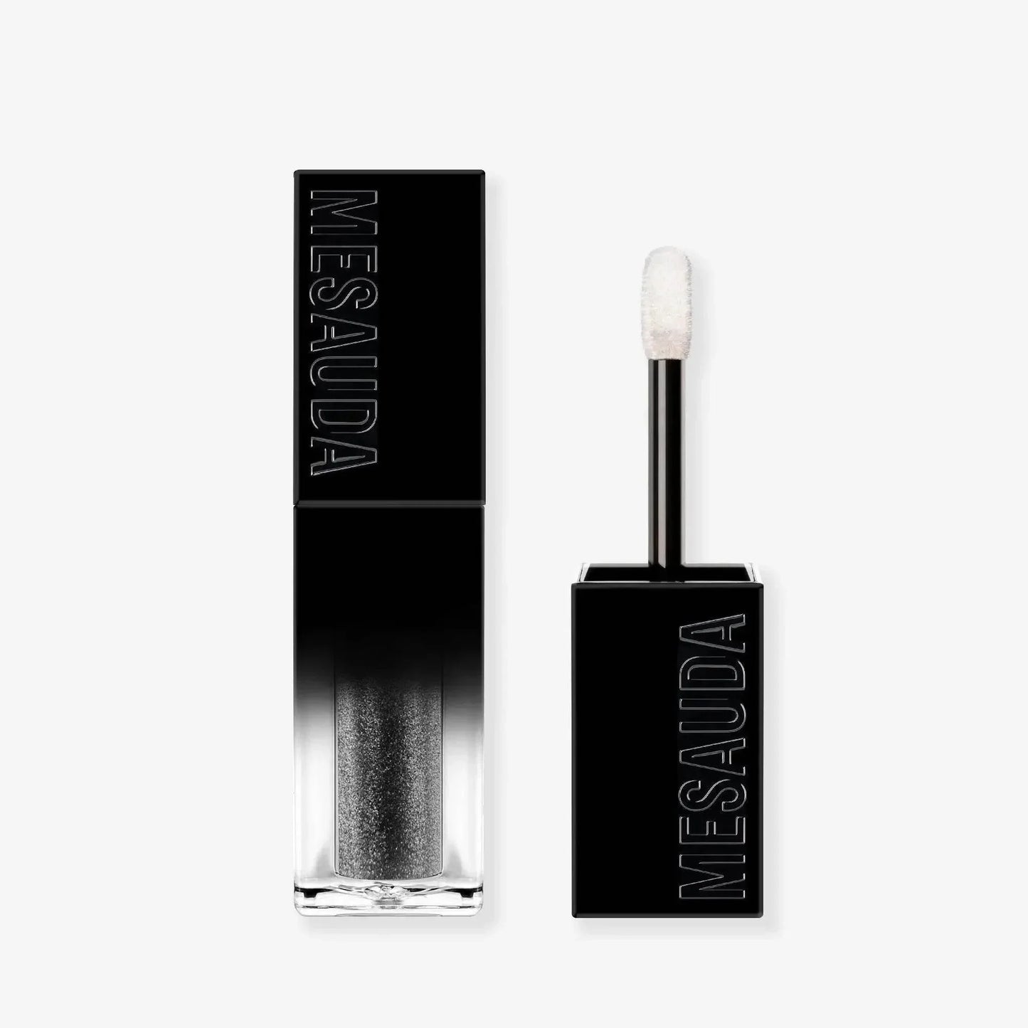 Flüssiger Lidschatten in Schwarz mit Applikator, glamouröser Metallic-Effekt