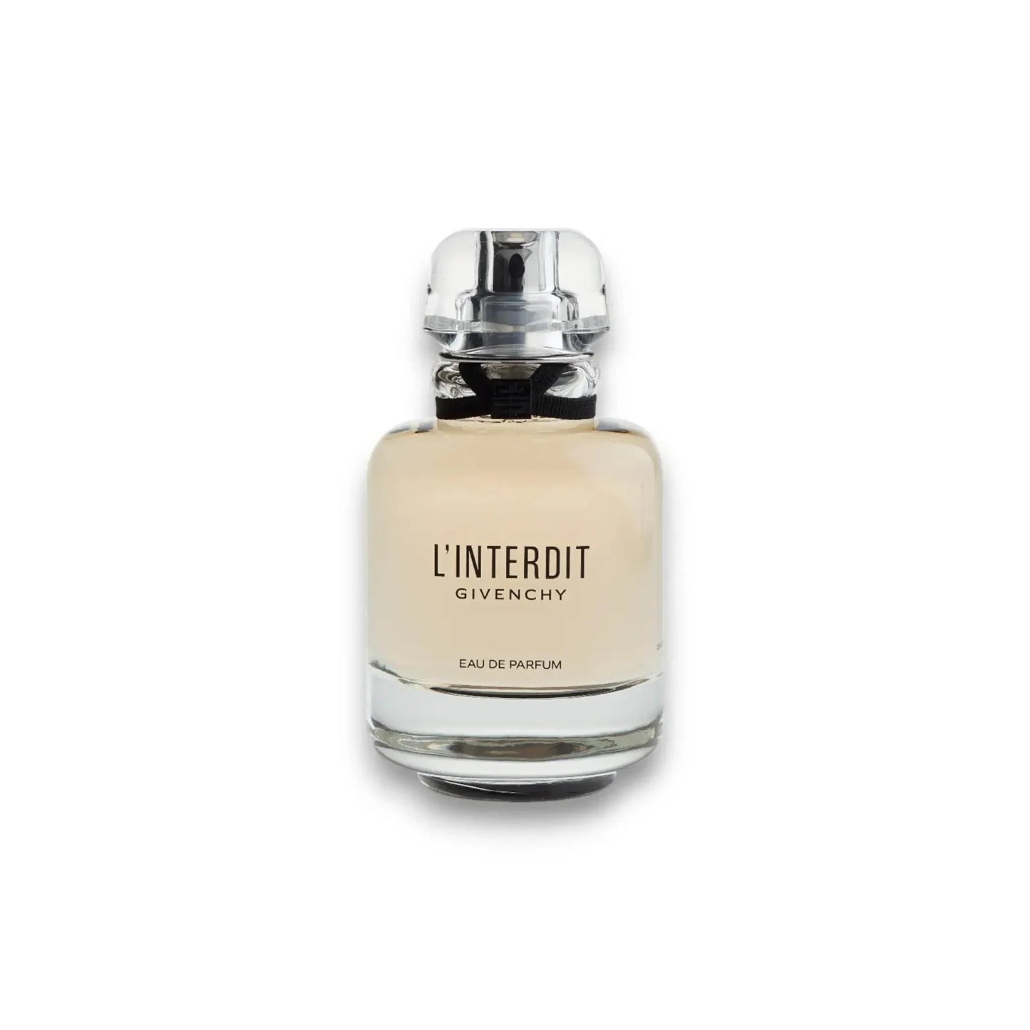 Luxusparfum L'Interdit Eau de Parfum im eleganten Glasflakon auf weißem Hintergrund