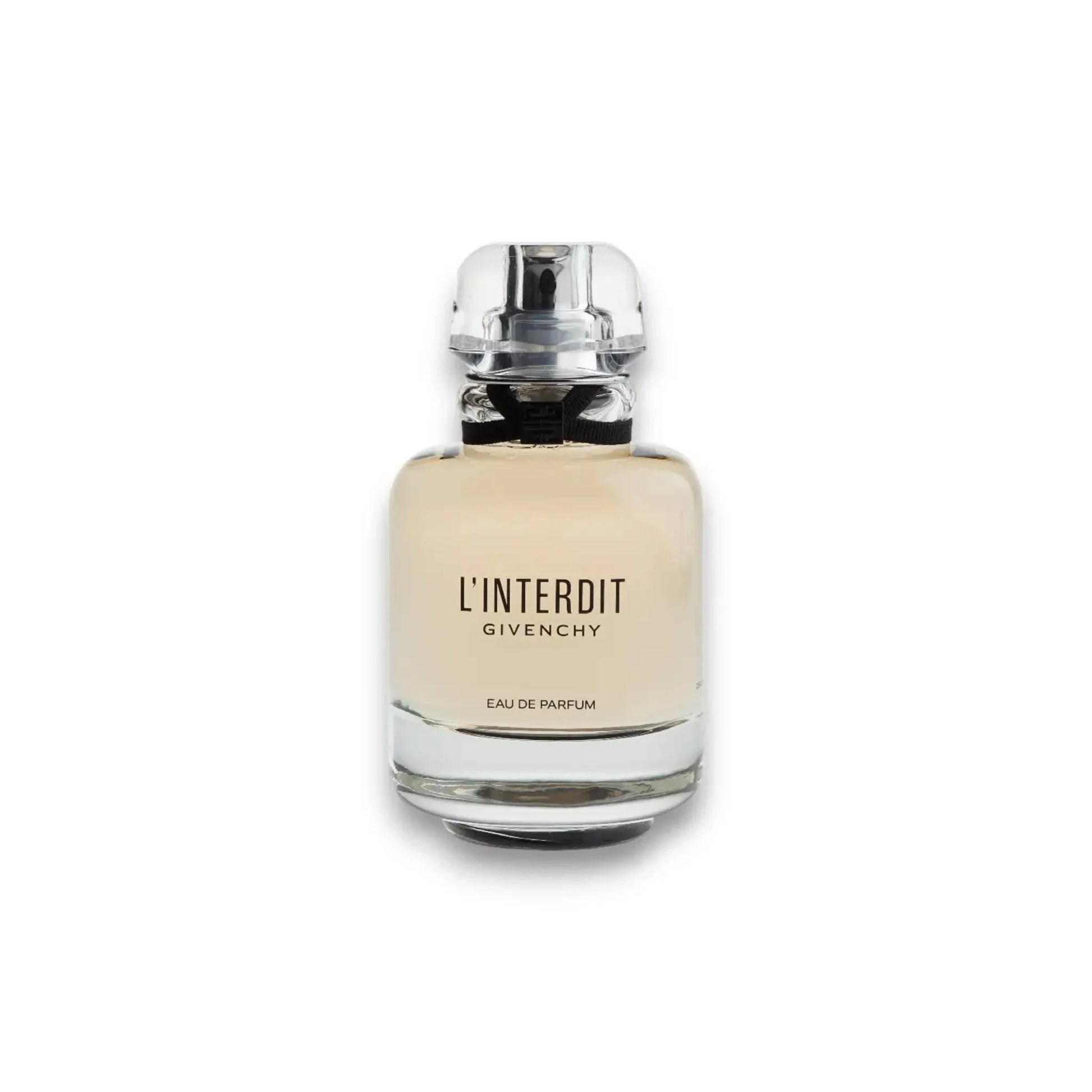 Luxusparfum L'Interdit Eau de Parfum im eleganten Glasflakon auf weißem Hintergrund