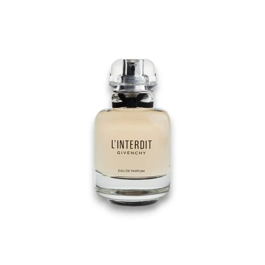 Luxusparfum L'Interdit Eau de Parfum im eleganten Glasflakon auf weißem Hintergrund