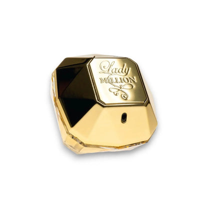 Goldenes Parfumflakon Lady Million Eau de Parfum, diamantförmig, luxuriöses Design