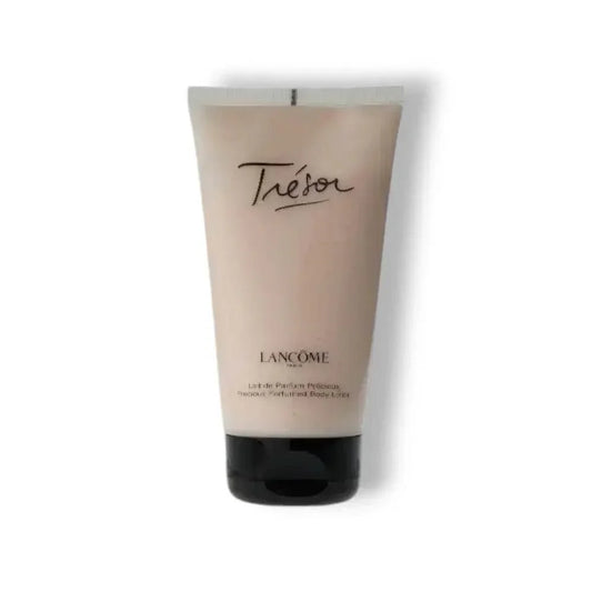 Parfümierte Körperlotion Trésor in Tube, luxuriöse Damenpflege, weißer Hintergrund