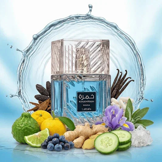 Edles Unisex Parfum mit blauem Duft, umgeben von Zitrusfrüchten, Beeren, Gurke, Vanille und Blüten.