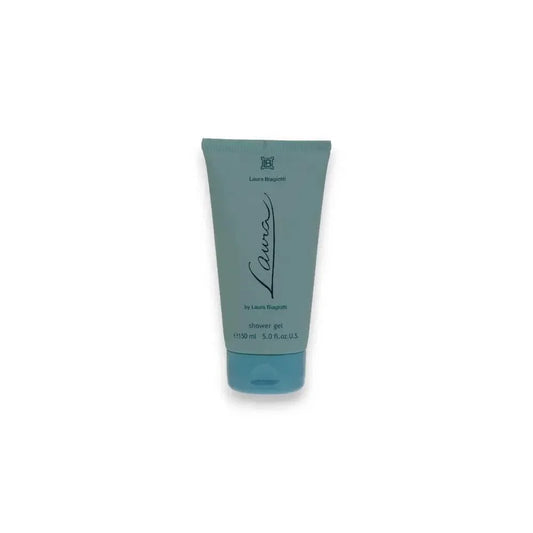 Laura Duschgel Tube, hellblau, 150ml, luxuriöse Damenpflege auf weißem Hintergrund