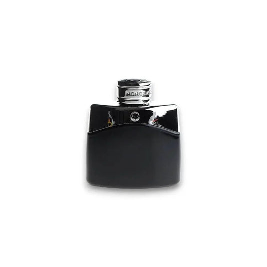 Luxuriöses Herrenparfum in elegantem schwarzen Flakon mit silbernem Verschluss auf weißem Hintergrund