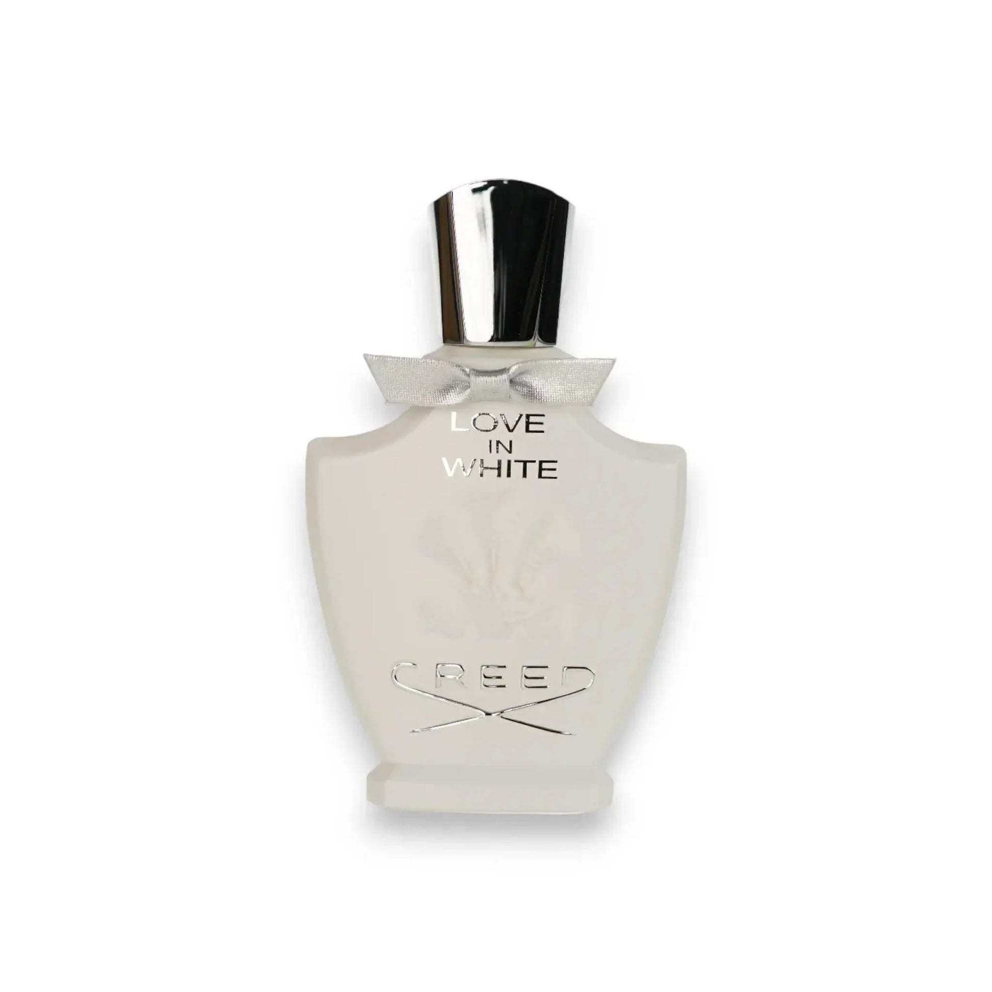Weißer Flakon Love in White Eau de Parfum mit silbernem Deckel und Schleife, Luxusdüfte