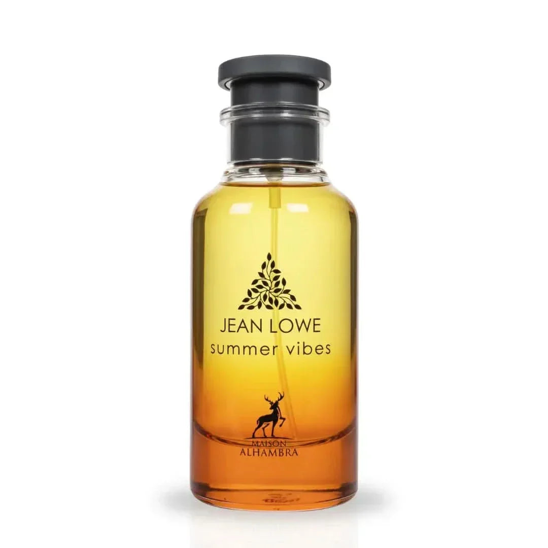 Jean Lowe Summer Vibes Parfümflasche von Maison Alhambra, edler Unisex-Duft mit goldfarbenem Inhalt