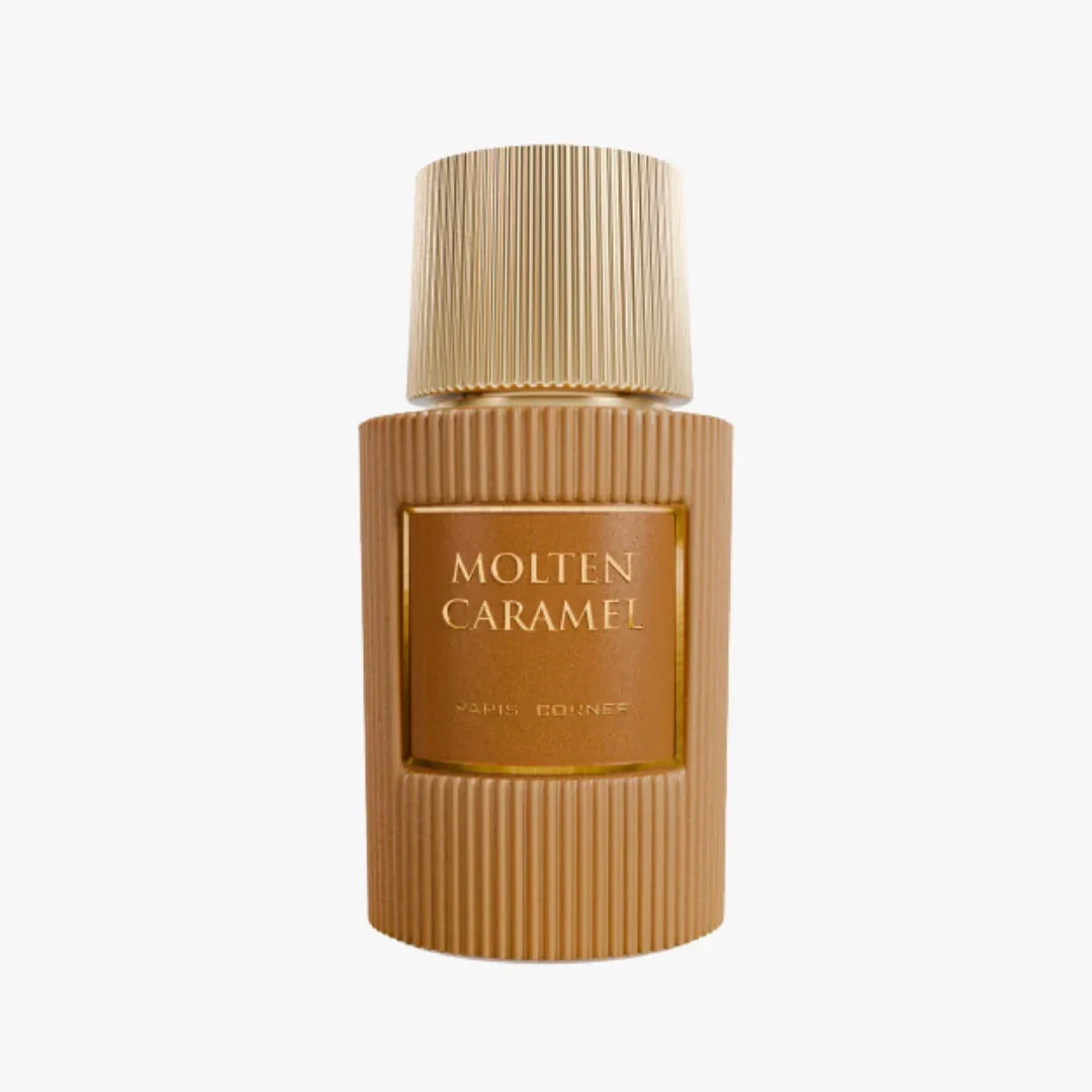 Paris Corner Molten Caramel Eau de Parfum Flakon in Goldbraun mit geriffeltem Design