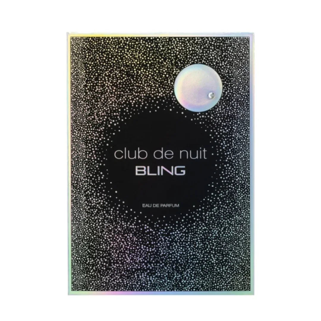 Club de Nuit Bling Eau de Parfum Verpackung mit schimmerndem, silbernen Punktedesign