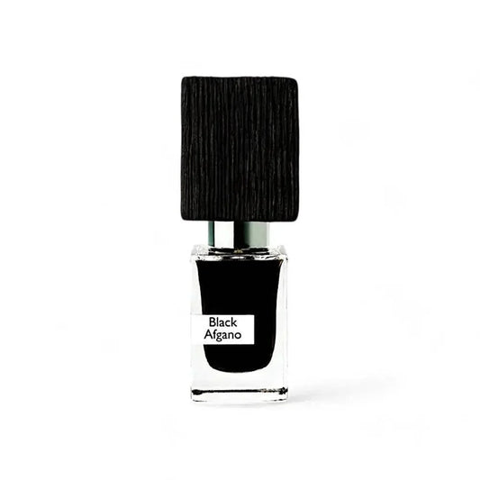 Luxusparfum Flakon Black Afgano mit schwarzem Deckel und durchsichtigem Glas, Unisex-Duft