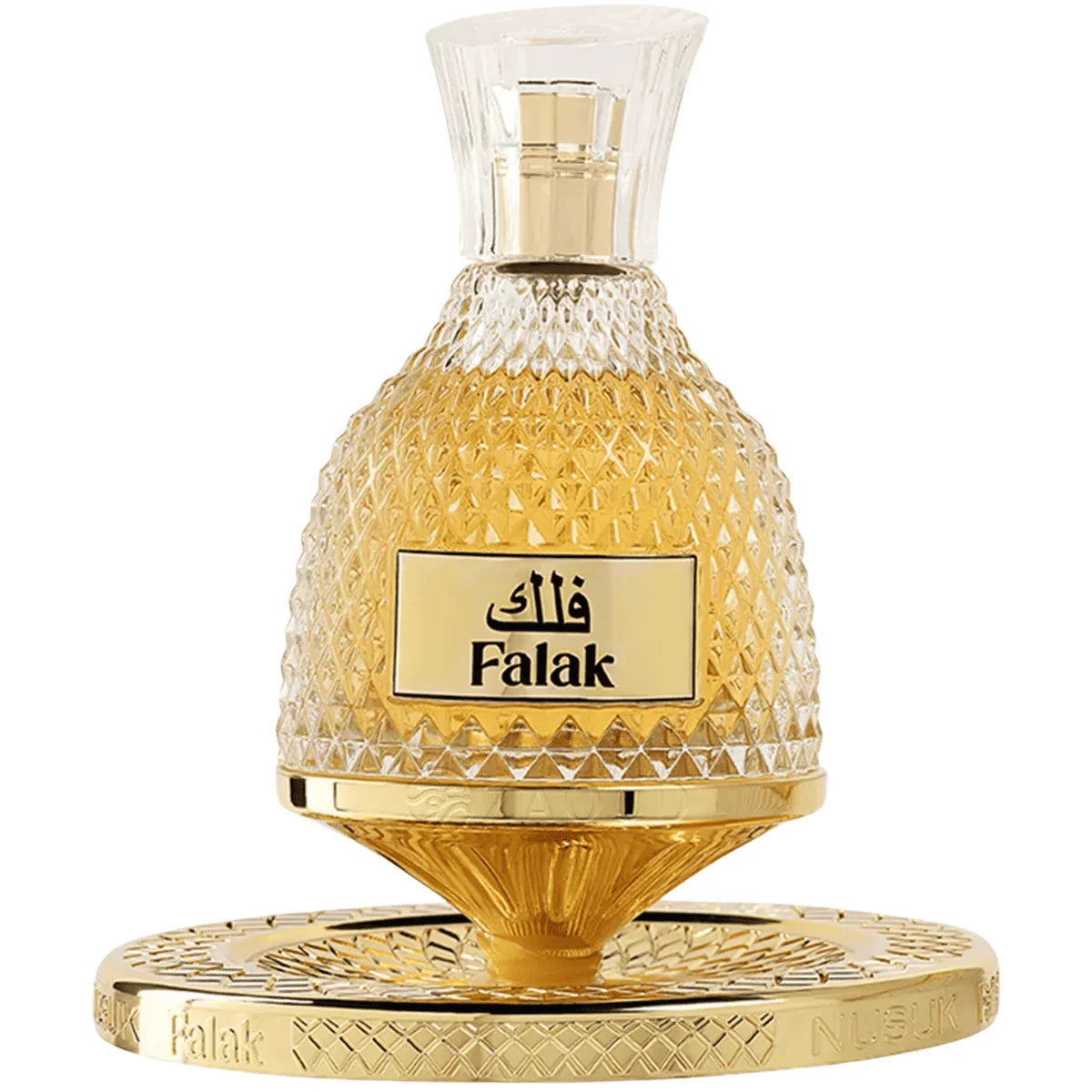 Luxuriöses Parfum Falak in goldener, diamantmuster Glasflasche mit verziertem Deckel, Unisex Duft