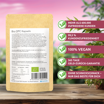 Organic OPC Capsules - With Grape Seed, Aronia Powder & Vitamin C
