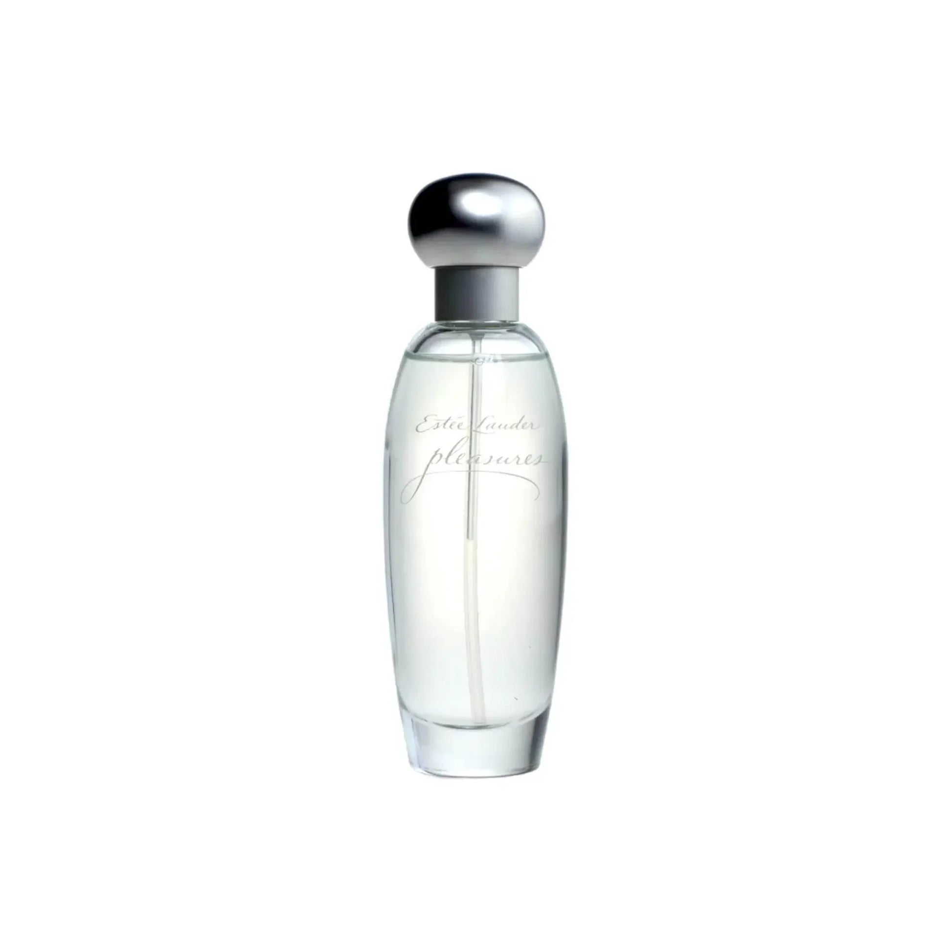 Transparenter Eau de Parfum Flakon mit silbernem Deckel, Damenparfum, Luxusduft
