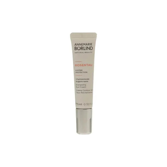 ROSENTAU vitalisierende Augencreme Tube, Pflegeprodukt gegen Augenringe auf weißem Hintergrund