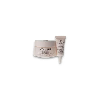 Set aus Collistar Rigenera glättende Anti-Falten-Creme und Augenkonturenpflege auf weißem Hintergrund