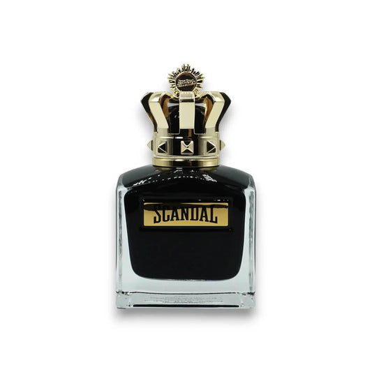 Luxuriöses Herrenparfum in dunklem Glasflakon mit goldener Krone und SCANDAL Schriftzug