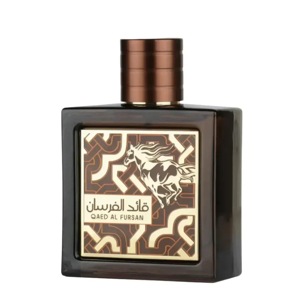Luxus Parfumflakon Qaed Al Fursan mit orientalischem Muster und Pferdemotiv, Unisex-Duft