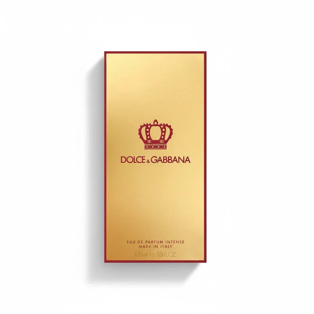 Goldene Verpackung von Dolce & Gabbana Q Eau de Parfum Intense, 100ml.