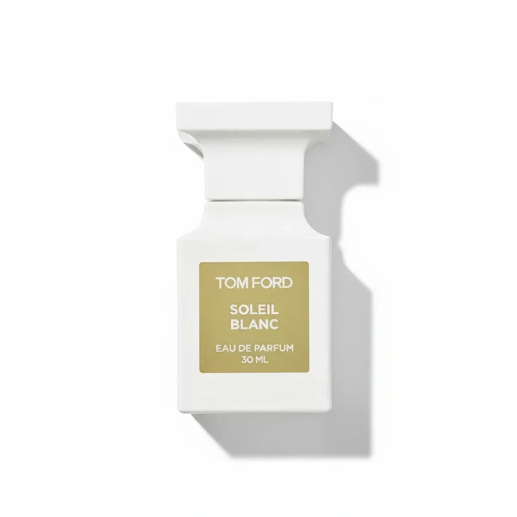 Weißer Flakon von Tom Ford Soleil Blanc Eau de Parfum, 30 ml.