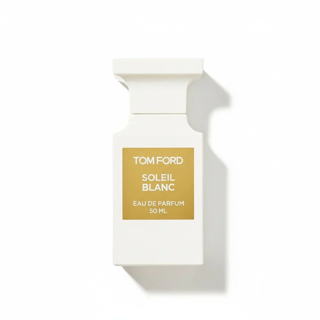 Weißer Flakon von Tom Ford Soleil Blanc Eau de Parfum, 50 ml.
