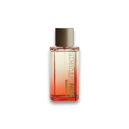 Eau de Toilette Flakon mit Farbverlauf in Orange, Aufschrift Sun Delight, luxuriöses Parfum