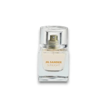 Jil Sander Sunlight Eau de Parfum Flakon, elegantes Damenparfum, Glasflasche auf Weiß