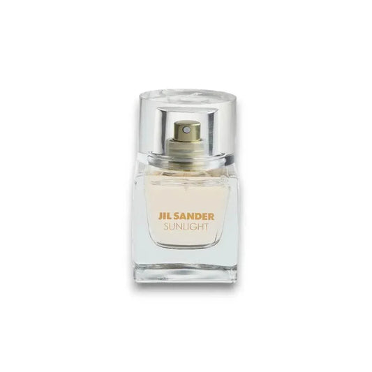 Jil Sander Sunlight Eau de Parfum Flakon, elegantes Damenparfum, Glasflasche auf Weiß