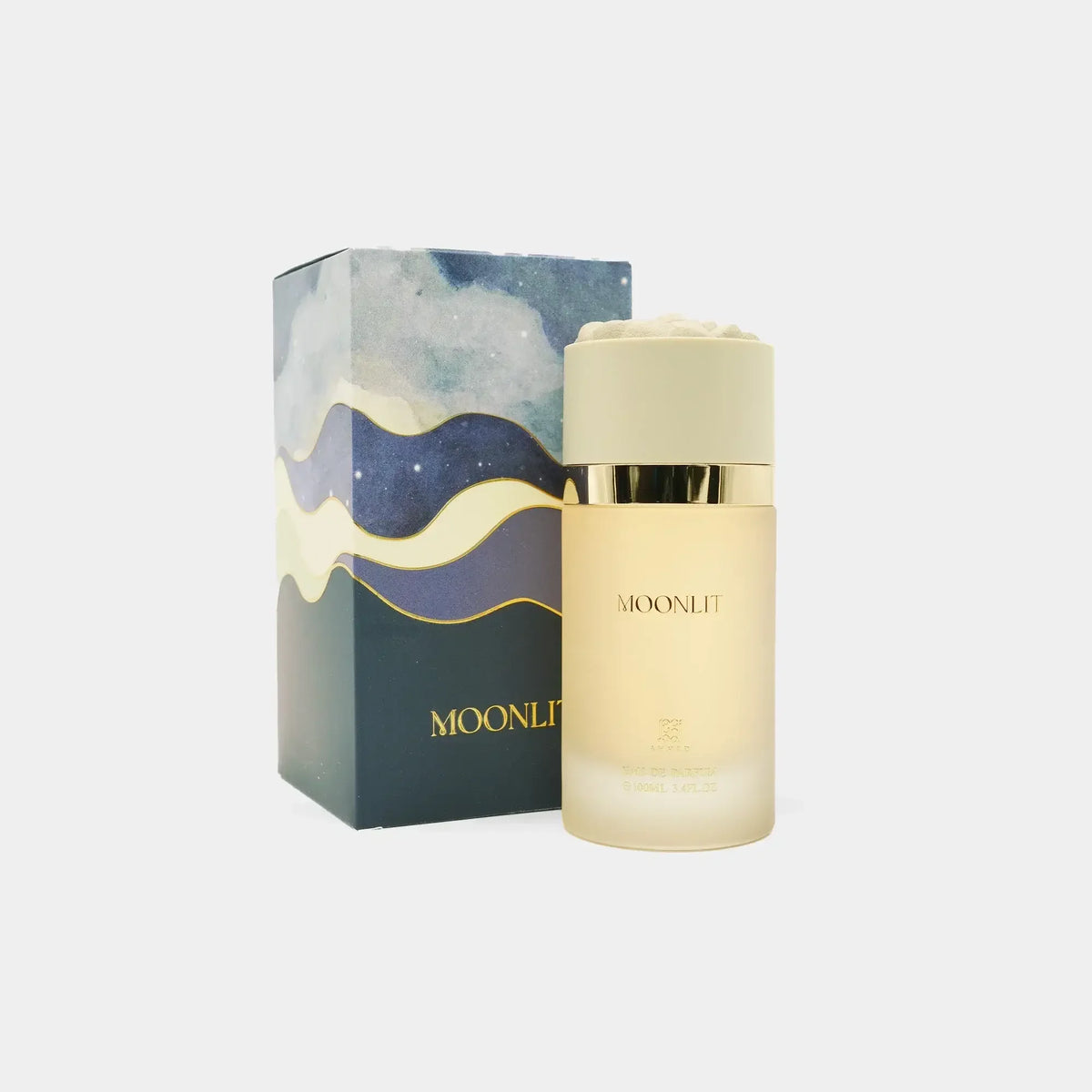 Luxusparfum MOONLIT Flakon und Verpackung, elegantes Design für Damen und Herren
