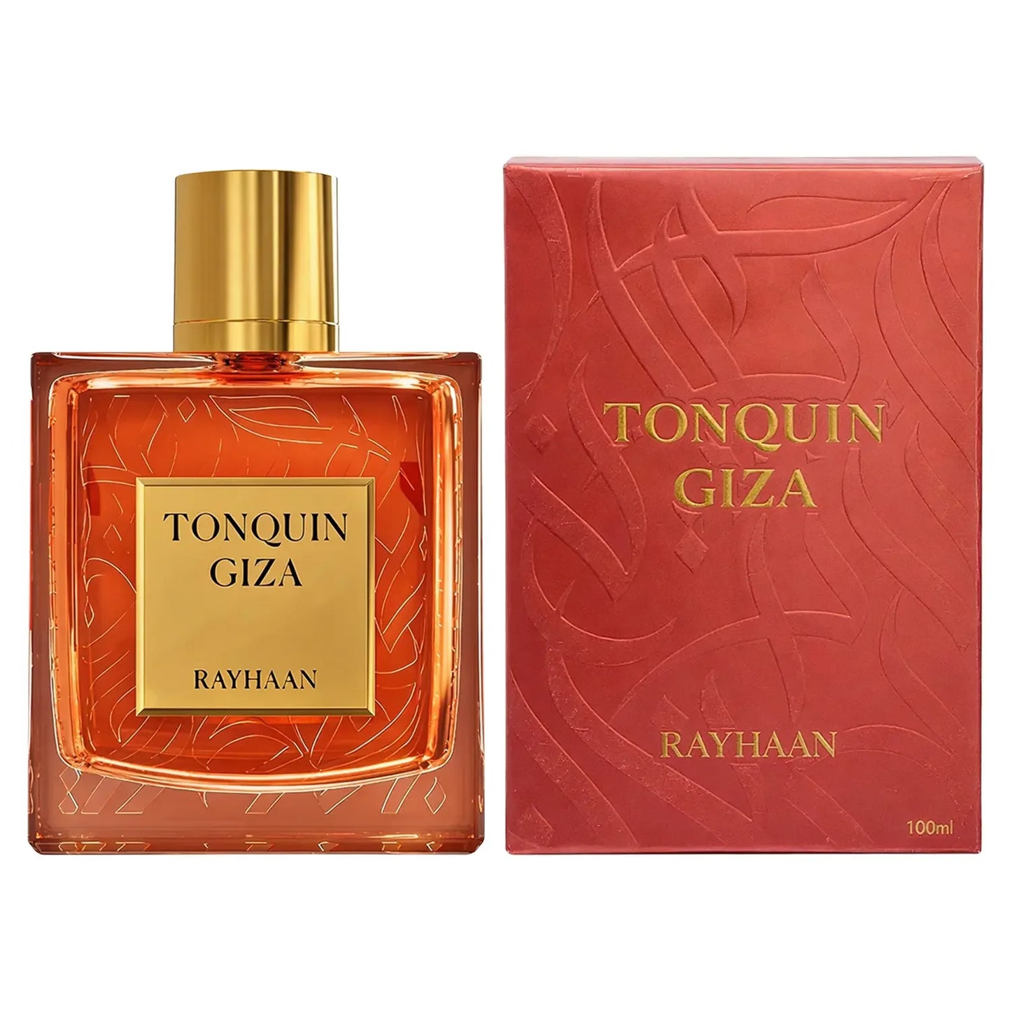 Luxusparfum Tonquin Giza Rayhaan, edler Glasflakon mit goldener Kappe und passender Box