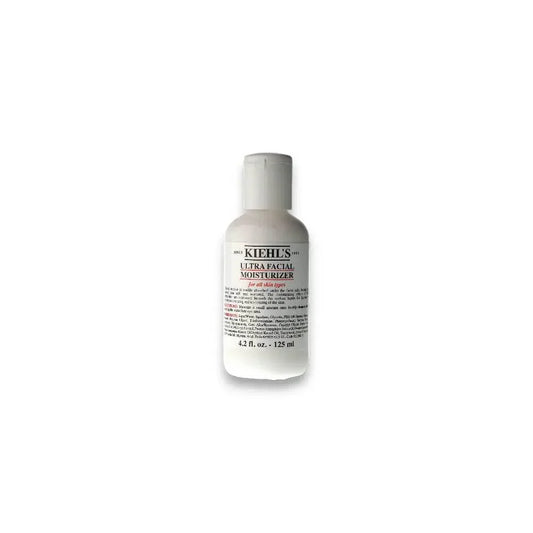 Weiße Flasche KIEHL'S Ultra Facial Moisturizer für alle Hauttypen auf weißem Hintergrund