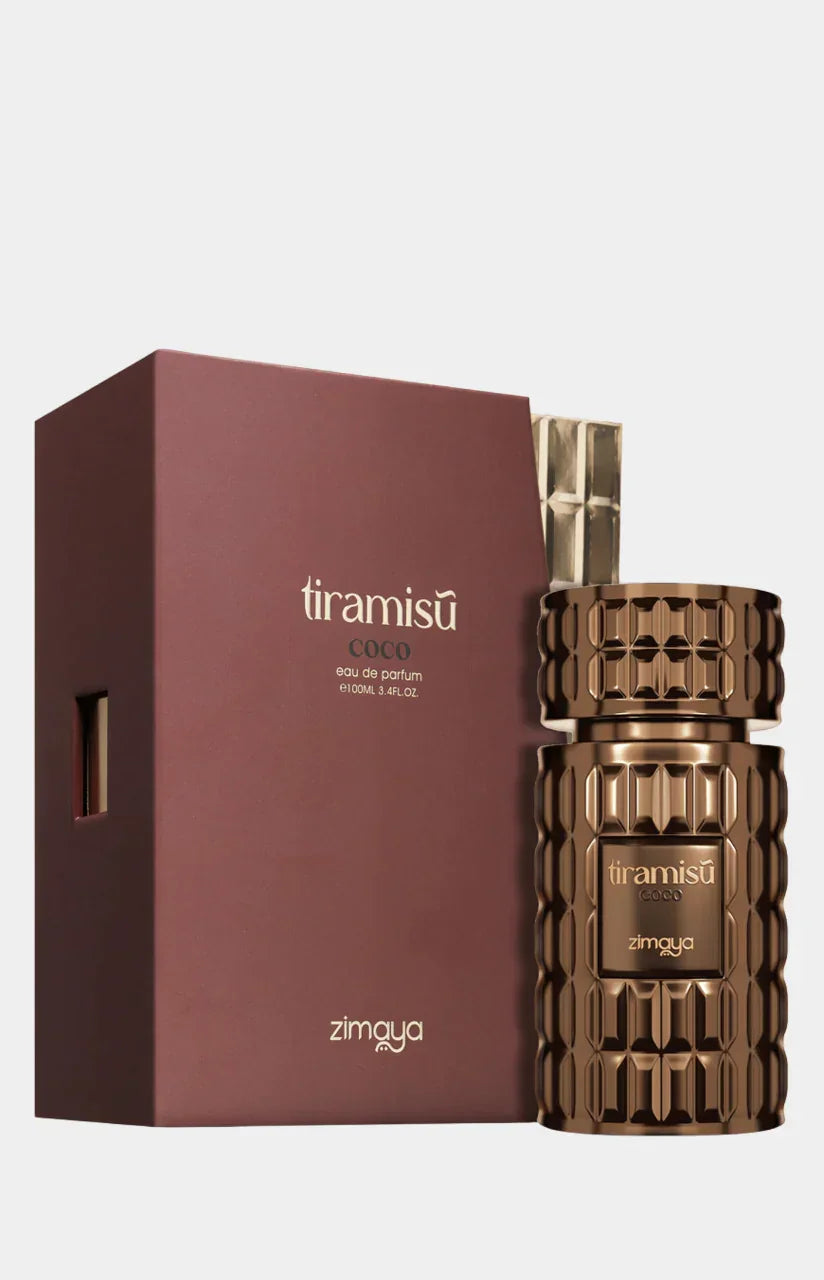 Edles Parfüm Tiramisu Coco Zimaya mit dekorativem Flakon und luxuriöser Verpackung