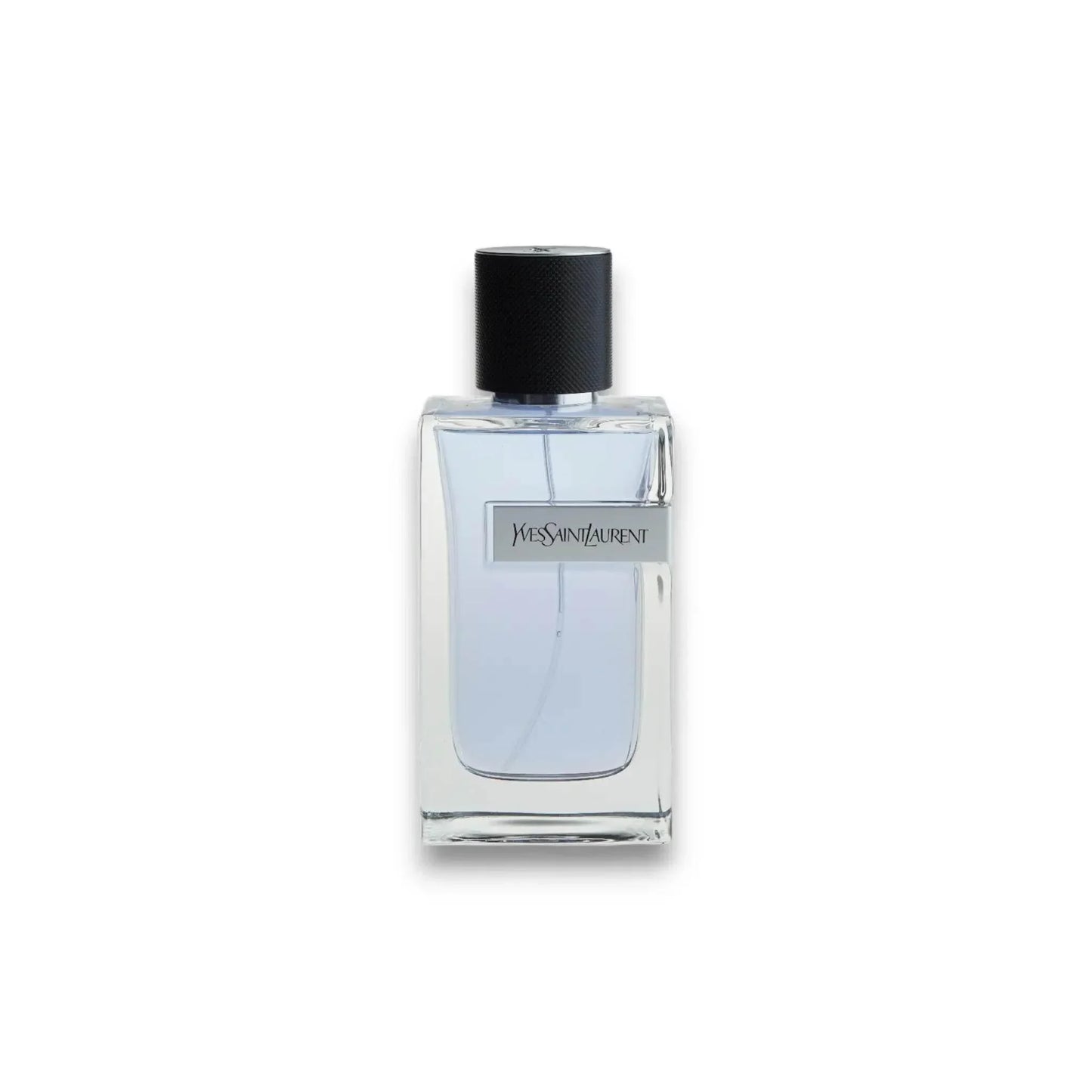 Eleganter Flakon mit hellblauer Eau de Toilette, schwarzem Deckel und Yves Saint Laurent Logo