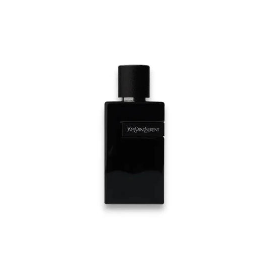 Schwarzer Flakon Y Le Parfum Herrenparfum, edle Parfümflasche auf weißem Hintergrund