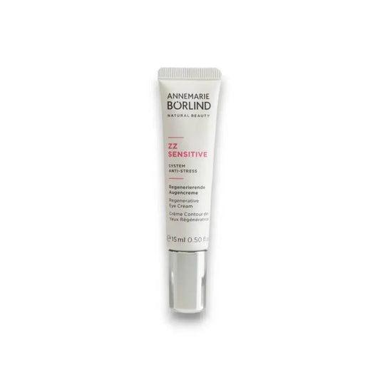 Regenerierende Augencreme Tube ZZ Sensitive für empfindliche Haut auf weißem Hintergrund