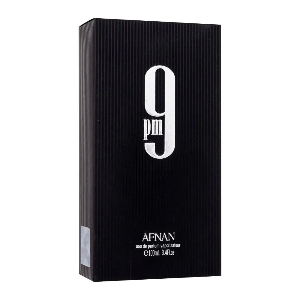 Schwarze Verpackung von Afnan 9pm Eau de Parfum Herren, 100ml, elegante Duft-Box