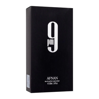 Schwarze Verpackung von Afnan 9pm Eau de Parfum Herren, 100ml, elegante Duft-Box