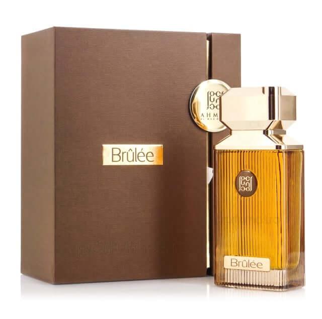 Luxus Parfum Brûlée 100ml in goldener Flasche mit brauner Geschenkbox, elegantes Design