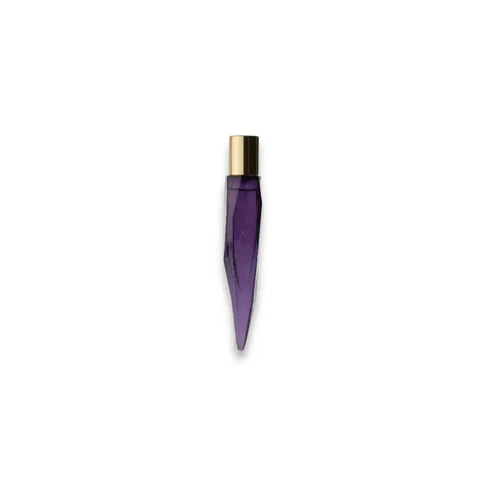 Violetter Parfumflakon mit goldener Kappe, luxuriöses Damenparfum, exklusives Design