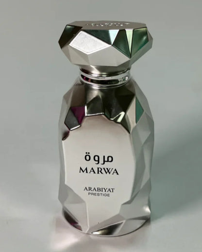 Arabiyat Prestige Marwa Eau de Parfum 100ml in geometrisch designter silberner Flasche