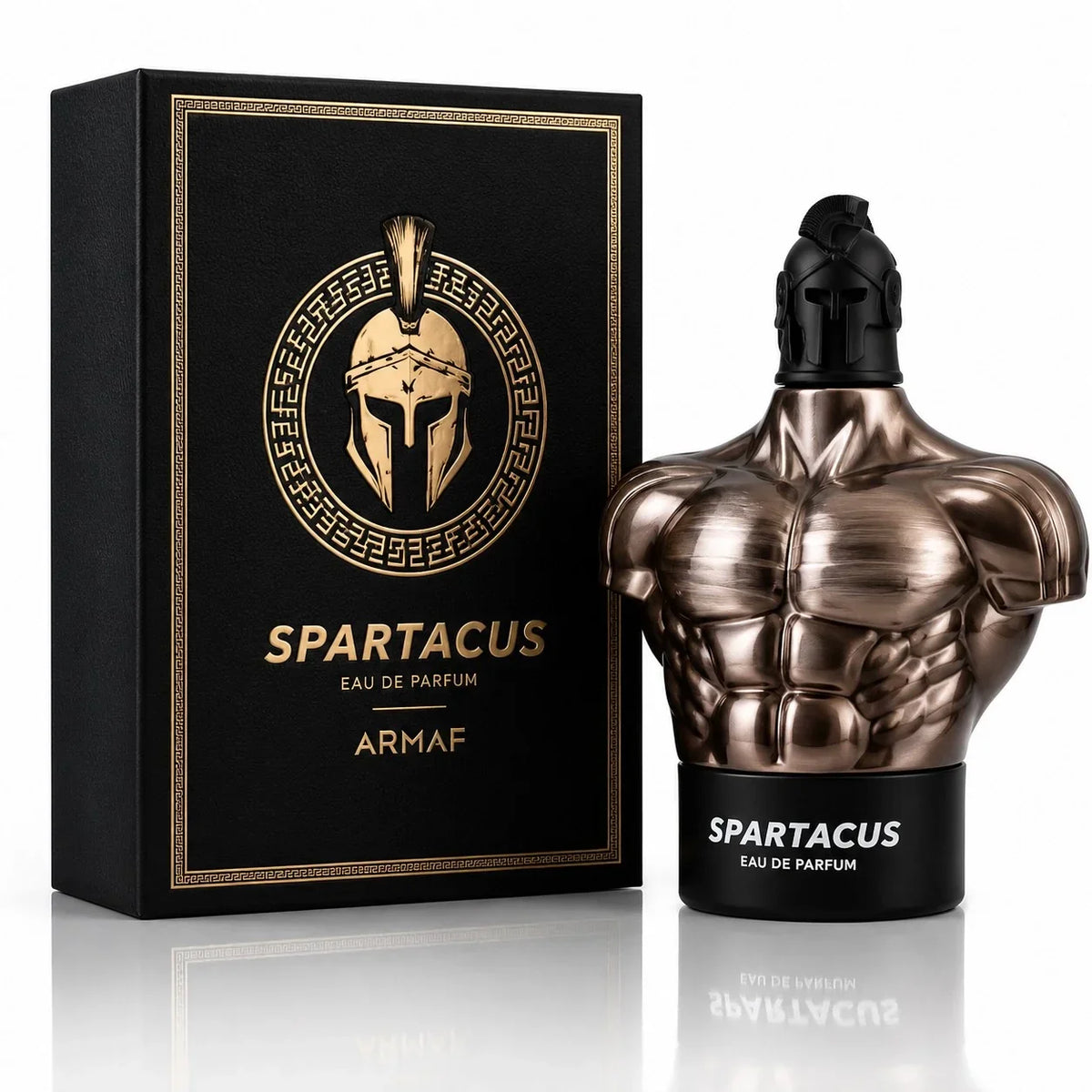 Spartacus Eau de Parfum von Armaf – Luxusparfum mit muskulöser Flasche und Spartaner-Helm
