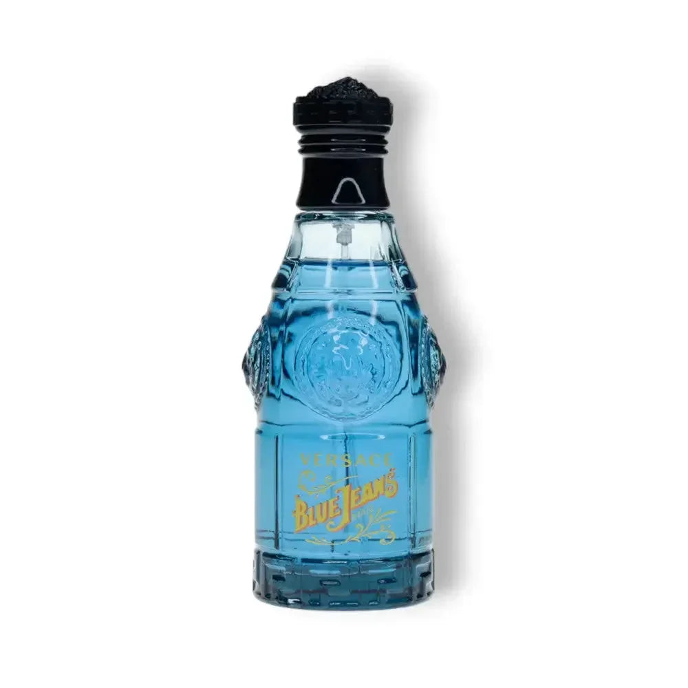Versace Blue Jeans Eau de Toilette Herrenduft in blauer, geprägter Glasflasche