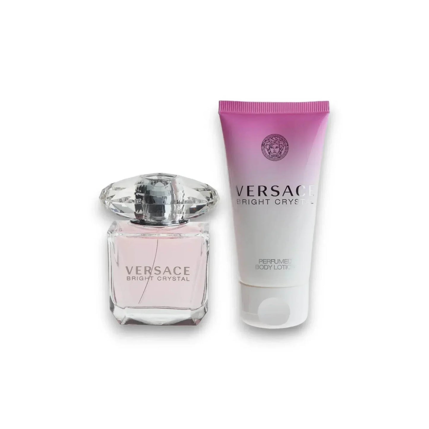 Versace Bright Crystal Damenparfum und Bodylotion Set, luxuriös, rosa Design, Duftset