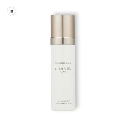 Eleganter Deodorant Spray Flakon Gabrielle Chanel in Weiß mit goldener Kappe, freigestellt