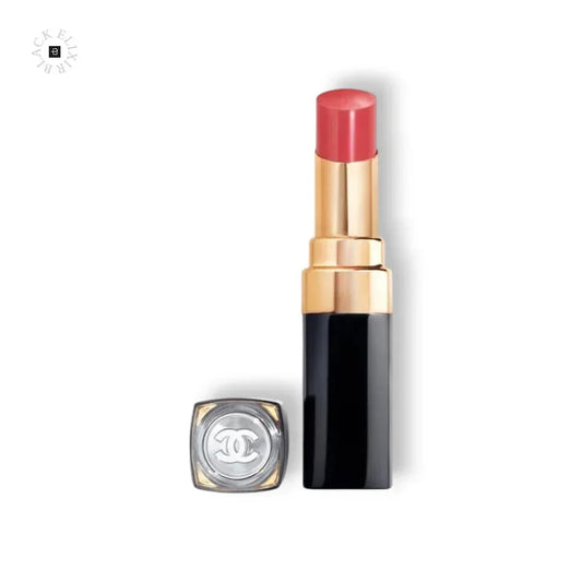Luxuriöser Lippenstift in Rosa mit schwarzer und goldener Hülse, glänzendes Finish