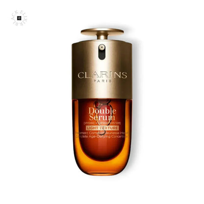 Clarins Double Serum Light Texture Anti-Aging Serum Flasche auf weißem Hintergrund