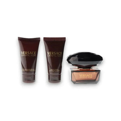 Versace Crystal Noir Duftset mit Body Lotion, Duschgel und Eau de Toilette für Damen