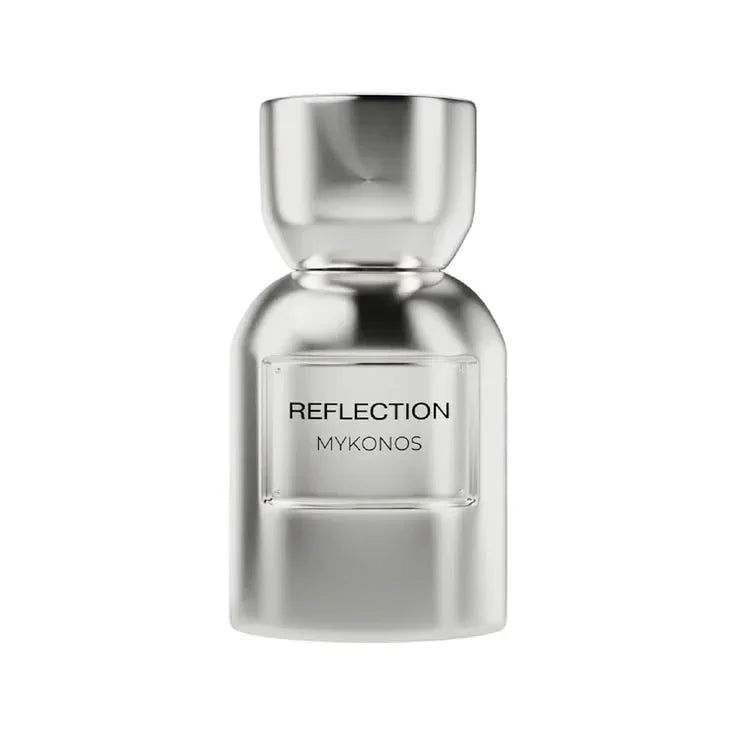 Mykonos Reflection Extrait de Parfum in einem silbernen, spiegelnden Flakon