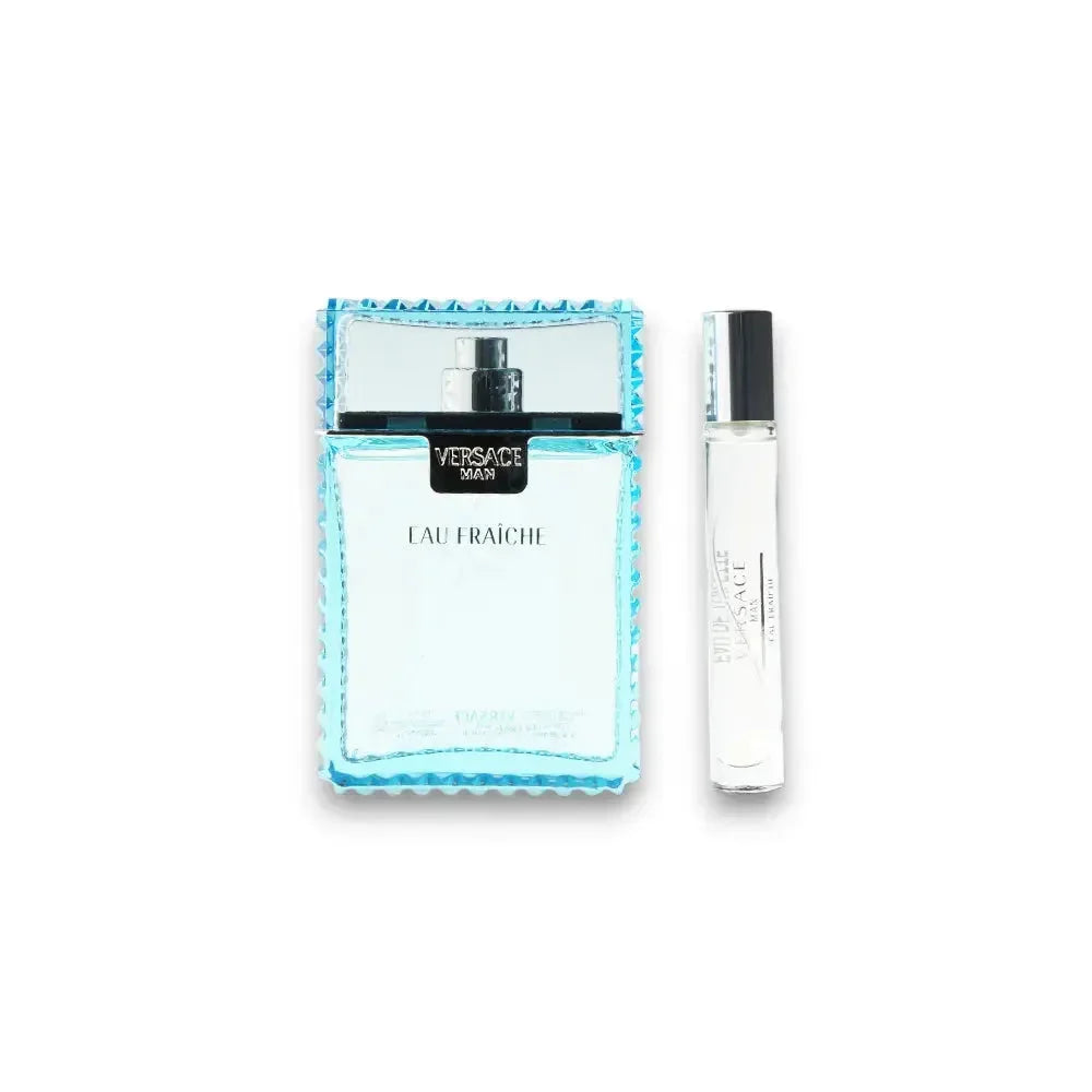 Versace Eau Fraîche Duftset mit blauem Eau de Toilette Flakon und kleinem Parfum