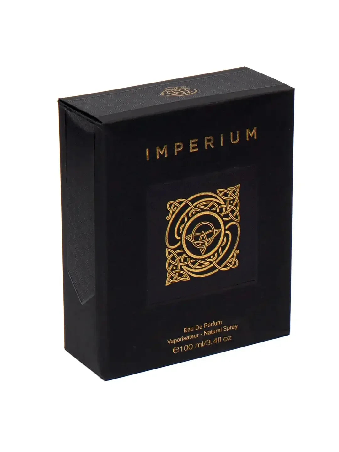 Schwarze Luxusparfum-Verpackung IMPERIUM mit goldenen Verzierungen, 100ml Eau de Parfum.