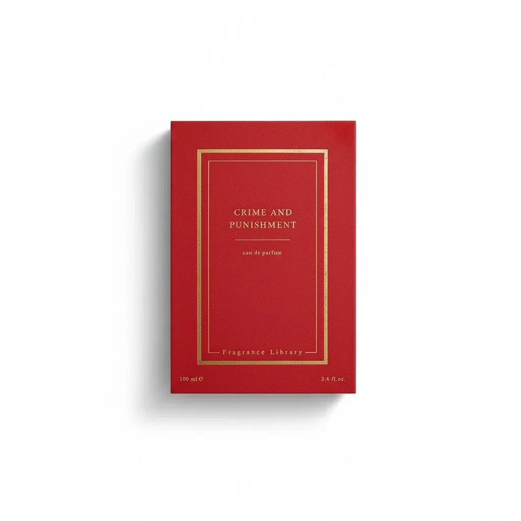 Rote Verpackung des Fragrance Library Crime And Punishment Eau de Parfum.
